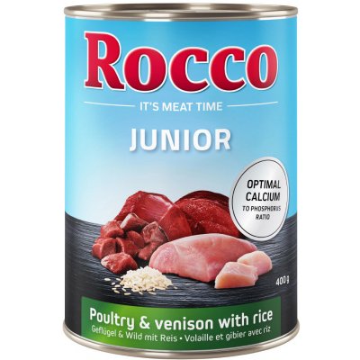 Rocco Junior 24 x 400 g - drůbeží a zvěřina+ rýže + vápník