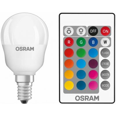 Osram LED žárovka kapka RGBW, 4,2 W, 250 lm, RGB, teplá bílá, E14 LED STAR+ CL P RGBWFR 25 DIM REM CO – Hledejceny.cz