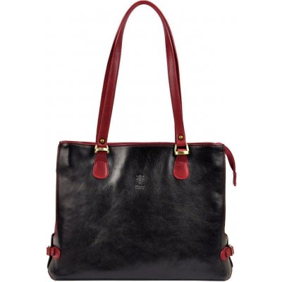 Černo-červená kožená kabelka přes rameno Florence L14