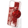 Pouzdro a kryt na mobilní telefon Apple Pouzdro 1Mcz Liquid Heart Sparkle s přesépacím efektem třpytek Apple iPhone 13 červené