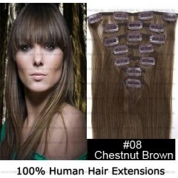CLIP IN (klipy) pravé lidské vlasy remy 60cm odstín 08 světle hnědá 8 částí  120g alternativy - Heureka.cz
