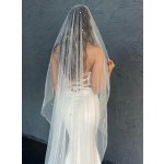 Svatební závoj s perlami 200 cm (ZDR-302) Off-white (#1) – Sleviste.cz