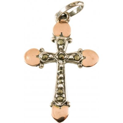 Šperky NM Stříbrný kříž s markazity 818