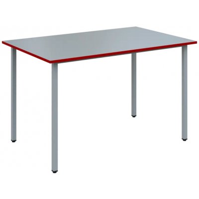JSB 120 N jídelní stůl kovová podnož stříbrná deska 18 mm deska šedá s hranou červená flamengo 1194 x 800 mm – Zboží Mobilmania