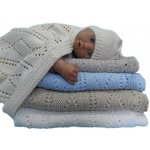 Baby Nellys Háčkovaná sada dečka s čepičkou šedá – Sleviste.cz