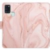 Pouzdro a kryt na mobilní telefon Pouzdro iSaprio Flip s kapsičkami na karty - RoseGold Marble Samsung Galaxy A21s