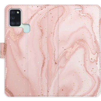 Pouzdro iSaprio Flip s kapsičkami na karty - RoseGold Marble Samsung Galaxy A21s