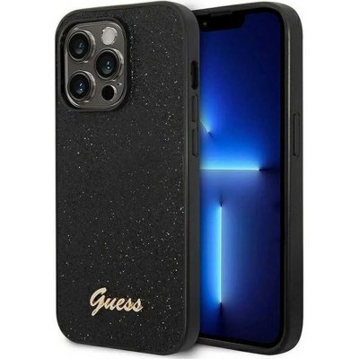 Guess GUHCP14LHGGSHK pro iPhone 14 PRO Glitter Flakes Script Metal Logo / černá – Zboží Mobilmania