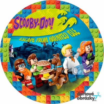 Jedlý tisk LEGO - SCOOBY DOO ● materiál: FONDÁNOVÝ DECORLIST ✴️, ● velikost: průměr 20 cm ☝ – Zbozi.Blesk.cz