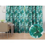 Biante Bavlněný závěs Sandra SA-484 Modro-zelené květy a listy monstery na bílém 150x200 cm – Hledejceny.cz