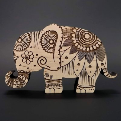 Amadea dřevěná dekorace slon masivní dřevo 15x95x18 cm