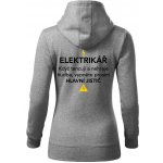 Elektrikář hlavní jistič Nápis na zádech mikina dámská Cape s kapucí Tmavě šedý melír – Zboží Dáma