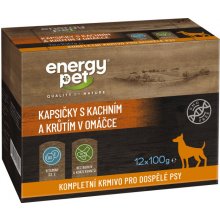 Energy Pet Kapsičky s kachním a krůtím v omáčce 12 x 100 g