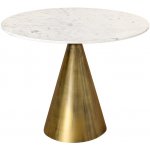 Interior DE Kulatý jídelní stůl ELEGANCIA 100 cm bílá mosaz mramor – Sleviste.cz