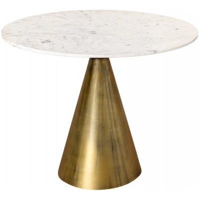 Interior DE Kulatý jídelní stůl ELEGANCIA 100 cm bílá mosaz mramor – Sleviste.cz