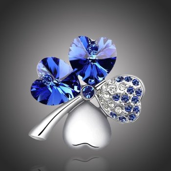 Sisi Jewelry brož Swarovski Elements čtyřlístek B1060-X9554/3 Tmavě modrá