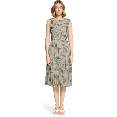 Betty & Co dámské šaty béžovozelené s plizovanou sukní – Zboží Dáma