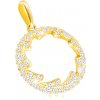 Přívěsky Šperky Eshop Přívěsek ze žlutého zlata 585 obrys kruhu s kvítkovaným výřezem čiré zirkony S2GG225.24