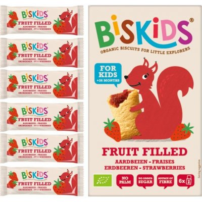 BISkids BIO měkké dětské sušenky s jahodovým pyré bez přidaného cukru 33% ovoce 120 g – Hledejceny.cz