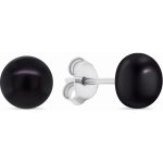 Brilio Silver Stříbrné náušnice pecky s pravými černými perlami EA585WBC 0,5 cm – Zboží Dáma