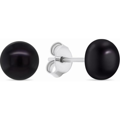 Brilio Silver Stříbrné náušnice pecky s pravými černými perlami EA585WBC 0,5 cm – Zboží Dáma