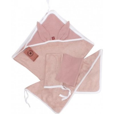 Z&Z Dětská luxusní 4D bambusová sada - osuška s kapucí a ručníkem + 2 žinky Béžová – Zboží Dáma