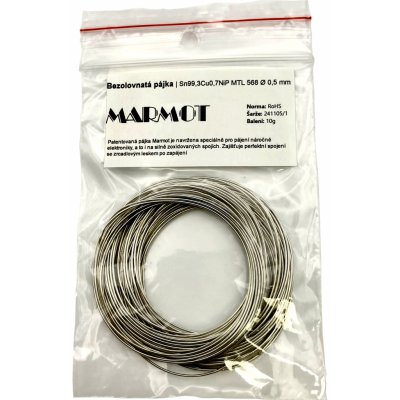Bezolovnatá pájka MARMOT MTL 568 0.5mm 10g (Sn99.3Cu0.7NiP) – Hledejceny.cz