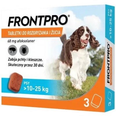 FRONTPRO Tablety proti blechám a klíšťatům pro psa >10 25 kg 3x 68 mg – Zbozi.Blesk.cz