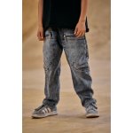 Mashmnie chlapecké volné kalhoty vzhled jeans šedé – Zboží Mobilmania