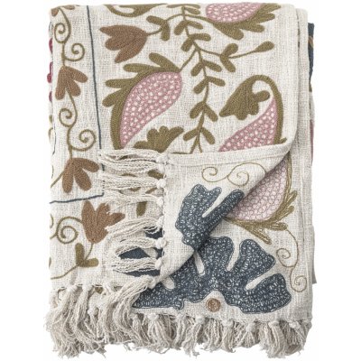 Bloomingville přehoz na postel Bavlněný s výšivkou Ceva Rose multi 130 x 150 cm – Zboží Dáma