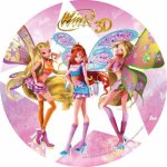 Jedlý tisk WINX ● materiál: FONDÁNOVÝ DECORLIST ✴️, ● velikost: průměr 12 cm ☝ – Zboží Mobilmania