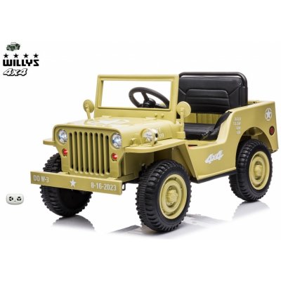 Mamido elektrický vojenský Jeep Willys 4x4 béžový – Zboží Mobilmania