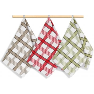 Bellatex Káro 50 x 70 cm Béžová,Zelená,Červená 3 ks – Zboží Dáma