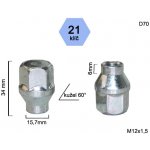 Kolová matice M12x1,5 kužel s krčkem 15,7 zavřená, klíč 21, D70 ; výška 34, délka krčku 6 | Zboží Auto