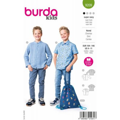 Střih Burda zelený 9209 - chlapecké tričko se stojáčkem, košile – Sleviste.cz
