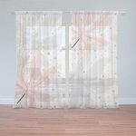 Sablio Záclony Bílé a růžové listy: 2ks 150x250cm – Hledejceny.cz