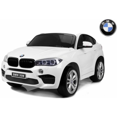 Beneo Elektrické autíčko BMW X6 M 2 místní 2x 120W motor 12V elektrická brzda 2,4 GHz dálkové ovládání otevírací dveře EVA kola koženkové sedadlo 2x MOTOR bílá – Zboží Mobilmania