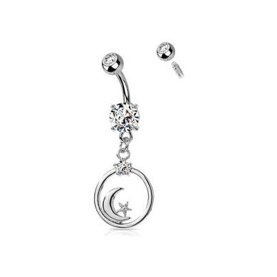 Šperky4U piercing do pupíku mesíc a hvězda WP0055 – Zboží Dáma