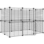 vidaXL 20panelová ohrádka pro zvířata s dvířky černá 35 x 35 cm ocel – Zboží Dáma
