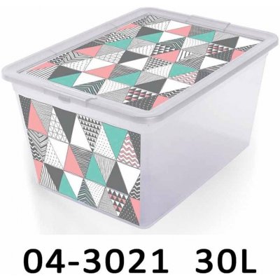 BranQ Úložný box Deco 30L dekor trojúhelníky