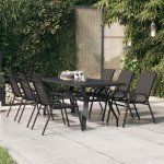 OMAXI 849958 Zahradní stůl černý 180 x 80 x 70 cm ocel a sklo – Hledejceny.cz