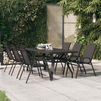 OMAXI 849958 Zahradní stůl černý 180 x 80 x 70 cm ocel a sklo – Hledejceny.cz