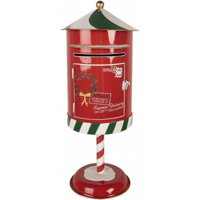 Clayre & Eef Červená kovová dekorace poštovní schránka Santa - Ø 24*58 cm – Hledejceny.cz