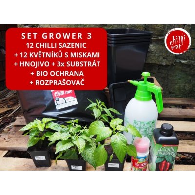 CHILLIMAT Chilli sazenice SET GROWER 3 (12 kusů sazenic + vše pro pěstování) – Zboží Dáma