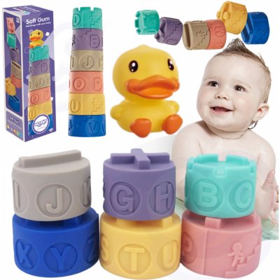 Woopie Sensory Blocks Puzzle Pyramida Učení zvuku Kachna 7 ks