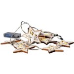 Solight LED vánoční řetěz hvězdy 10x LED dřevo 1,5m 2x AA – Hledejceny.cz