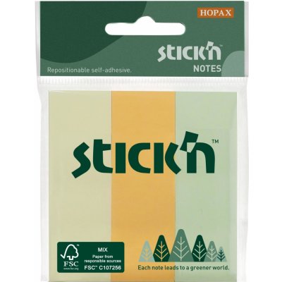 Stick’n by Hopax Značkovací bločky Stick'n by Hopax FSC - 76 x 25 mm, 3x50 lístků, pastel mix – Hledejceny.cz