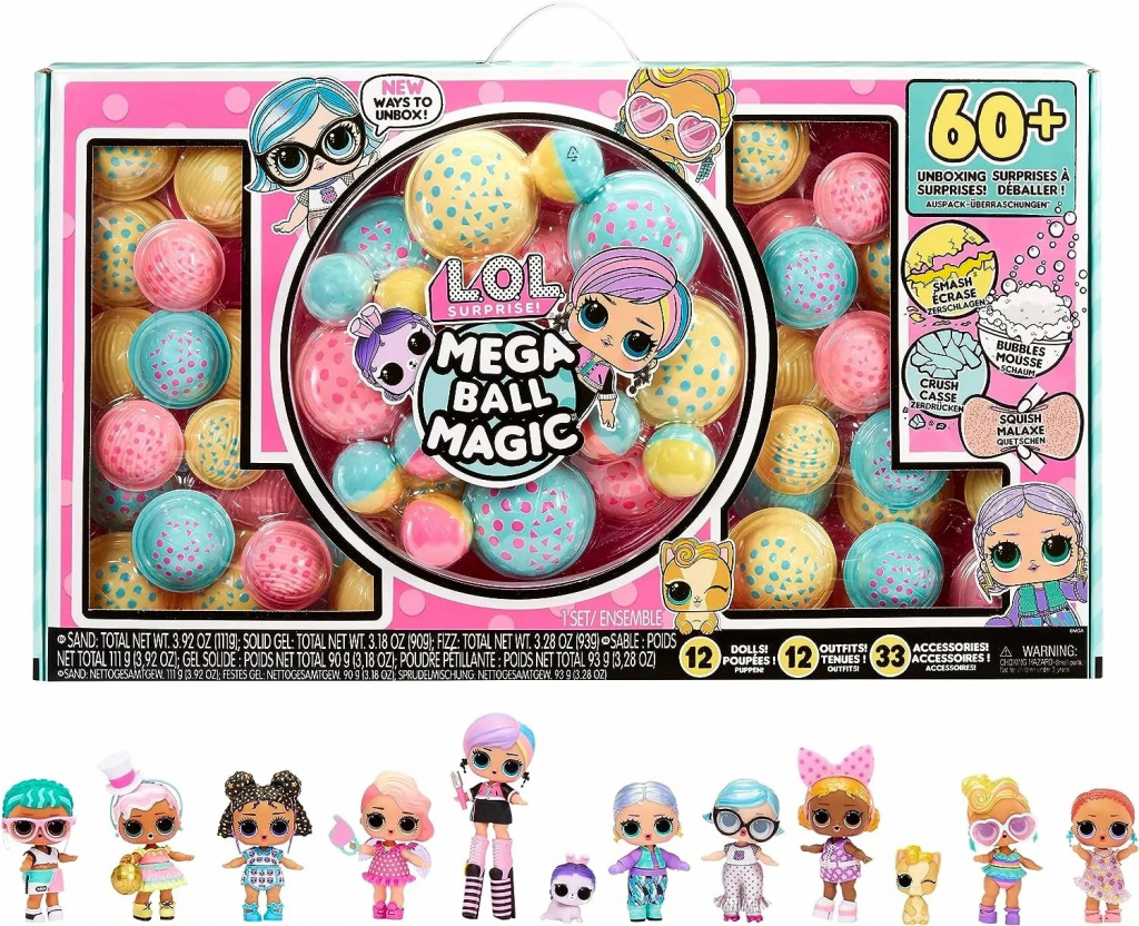 LOL SURPRISE - Mega Ball Magic Set s 12 LOL panenkami + 60 doplňky 119951