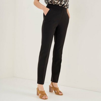 Jednobarevné cigaretové kalhoty ke kotníkům černá – Zboží Dáma