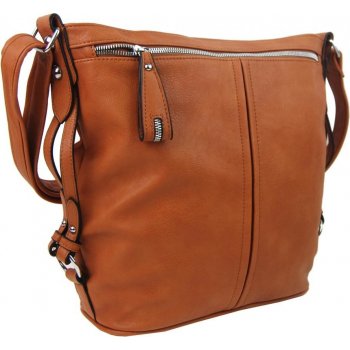 Mahel moderní velká crossbody kabelka 74-MH koňaková hnědá